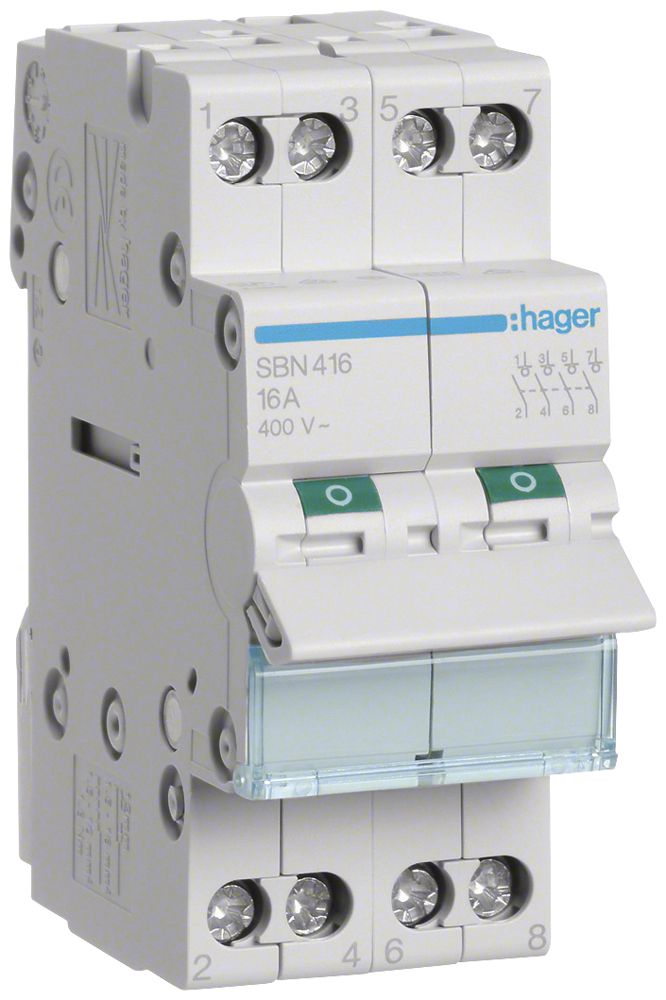 REG-Ausschalter Hager 16A 400V 4 Schliesser 0 Öffner 0 Wechsler 2TE