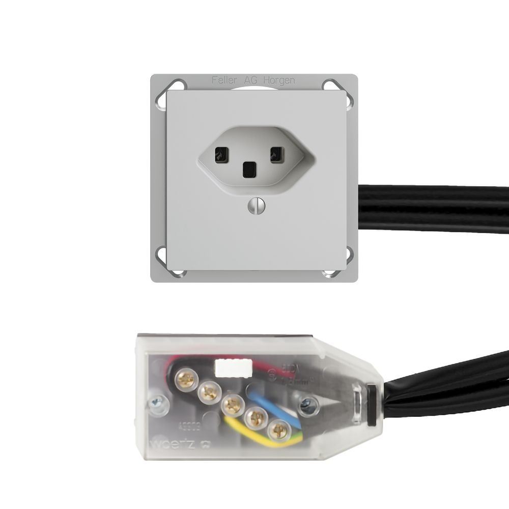 Prise INC EDIZIOdue T23 L2 gris clair, pour câble plat Technofil