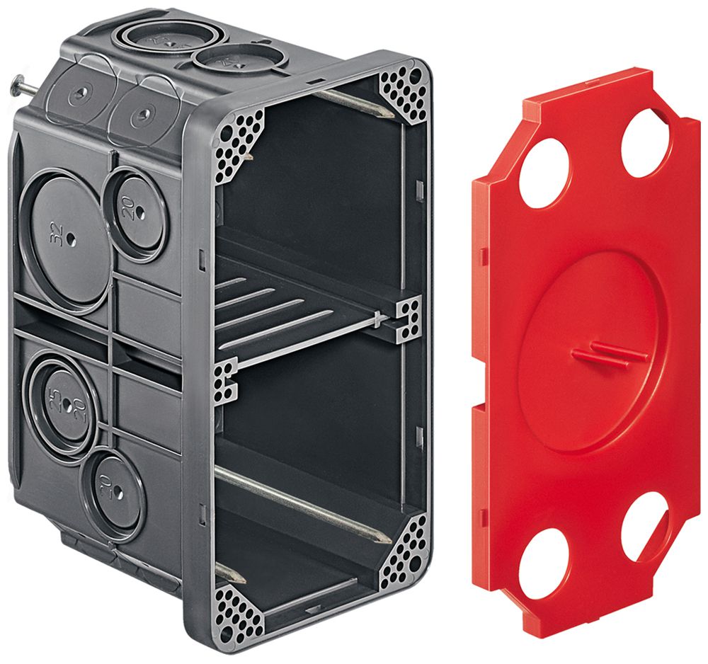 Einlasskasten HSB Vario 130×70×70mm 2×1 mit Nägel grau