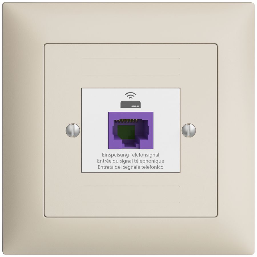 Prise de retour ENC EDIZIOdue FMI 1×RJ45 p.Swisscom VoIP, 8 pôles, UTP, crema