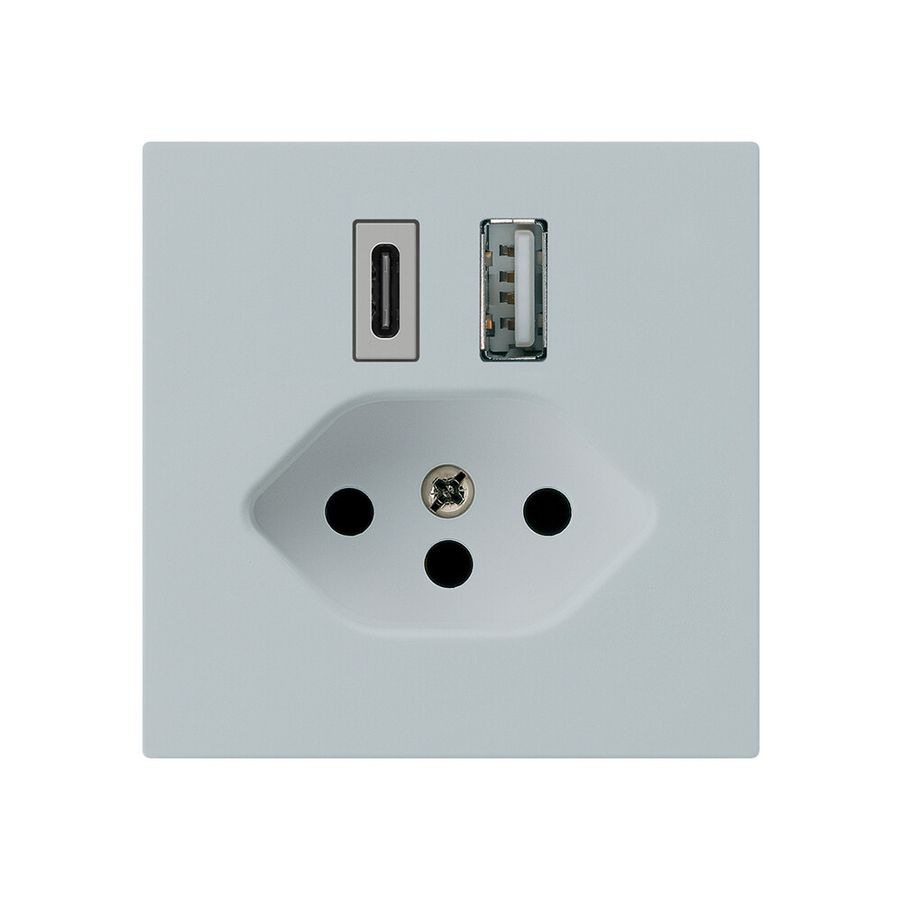Prise de charge USB kallysto 18W PD 1×type A 1×type C T13 gris clair