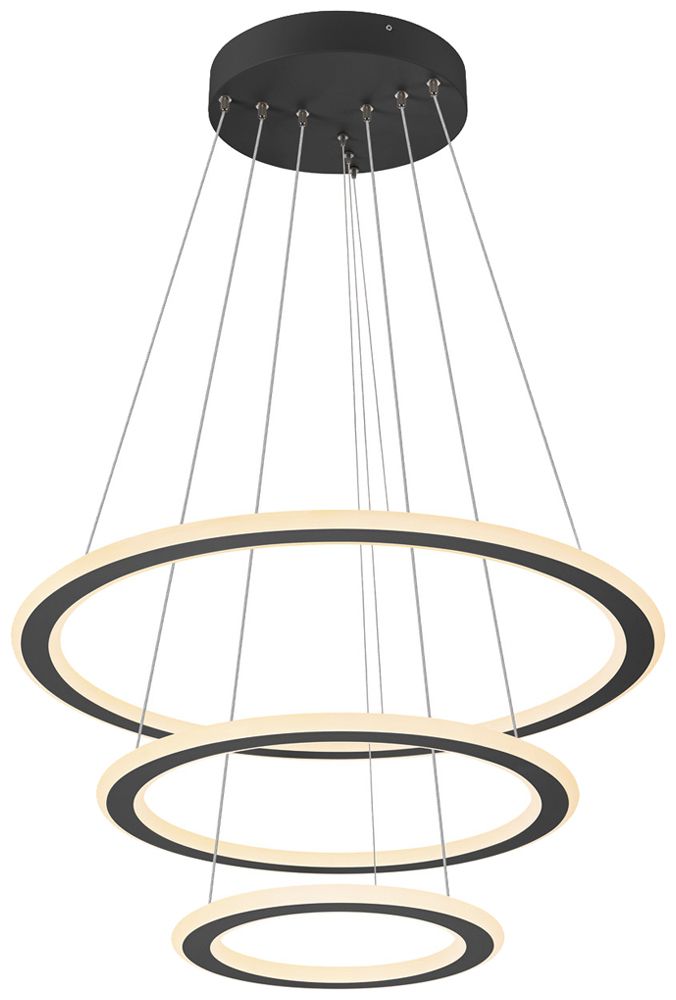 Lum.suspendu LED SLV ONE FLAT triple 58W 3500lm 927/930 DALI direct Ø800 noir