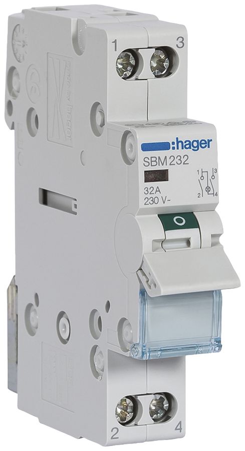 REG-Ausschalter Hager SBM 32A 230V 2 Schliesser 0 Öffner 1 Wechsler