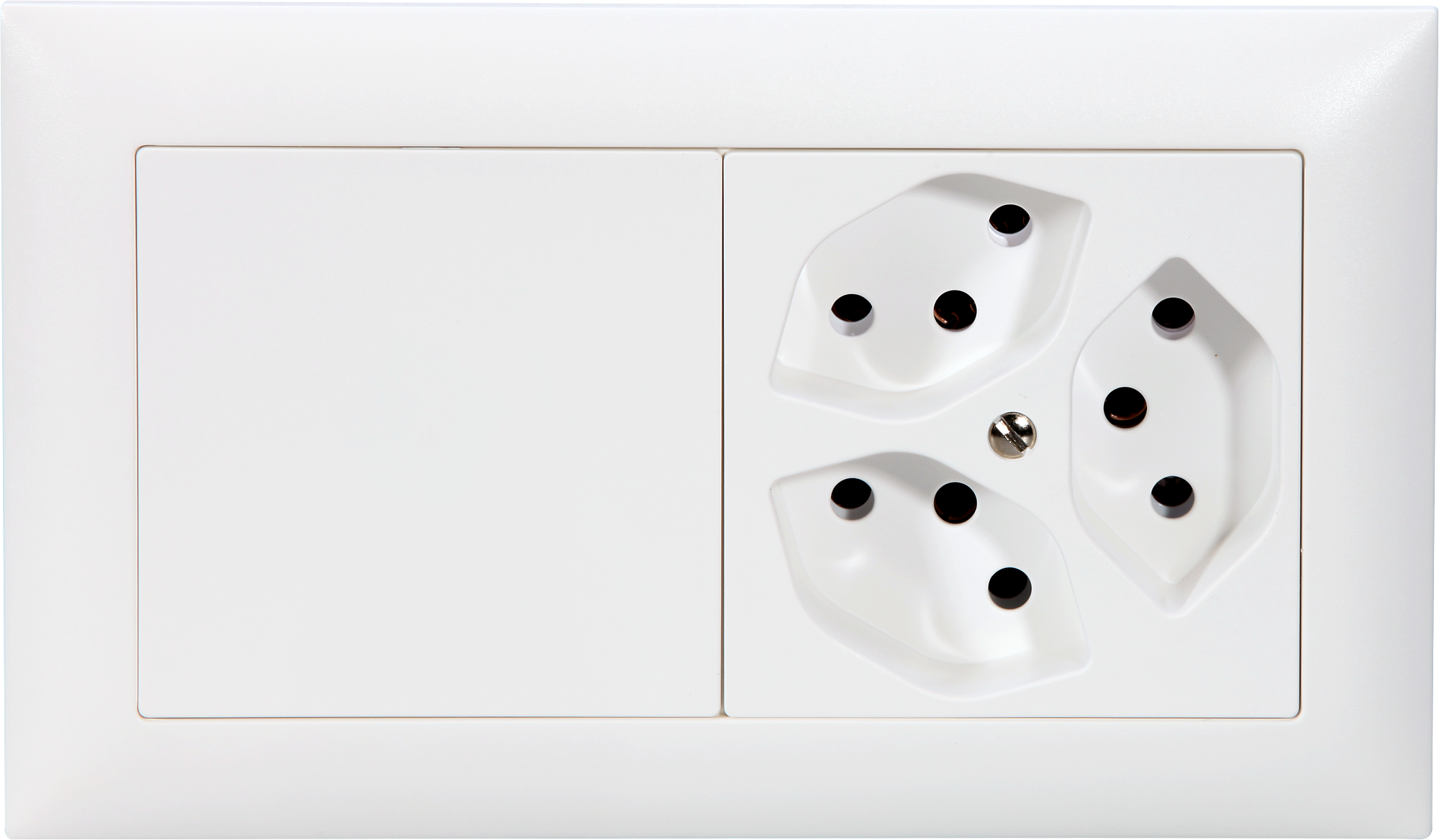 UP-Kombination Edue 1x2, Blind o. Schraube + 3xT13, ws