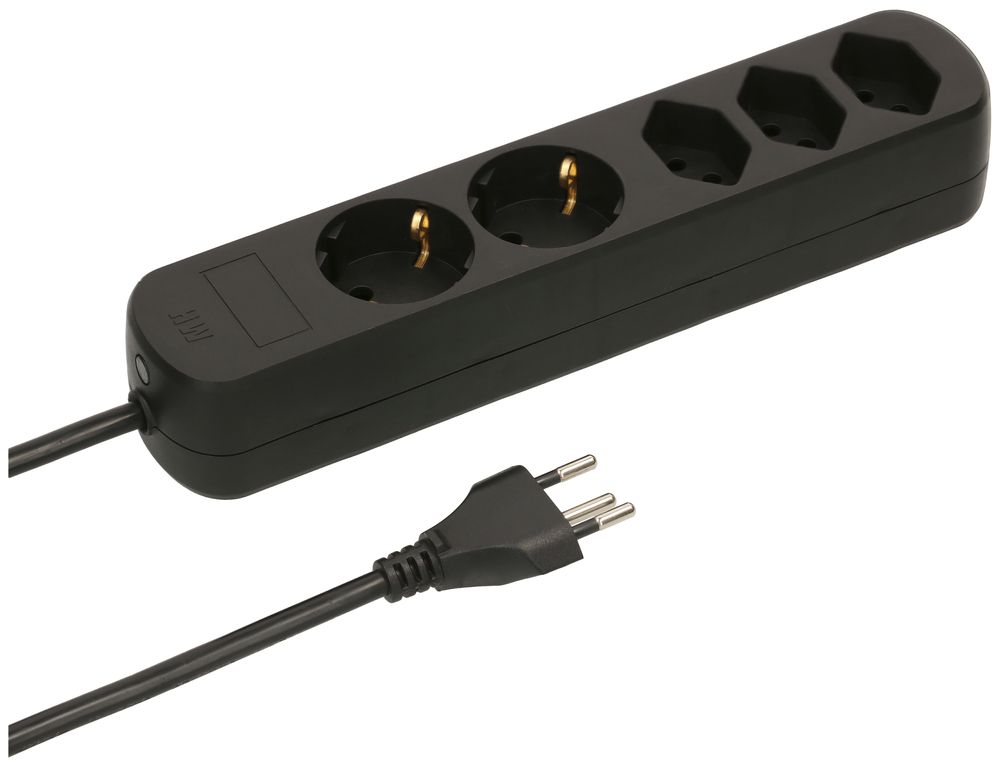 Steckdosenleiste MH Basic-Line 3×T13/2×Schuko 3×1mm² 1.5m schwarz