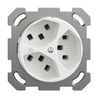 UP-Steckdose Sdue QM, 3×Typ 23, mit LED, mit Befestigungsplatte, weiss