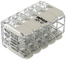 Verbindungsklemme WAGO 221 10×0.2…4mm² Hebel 32A 440V grau transparent