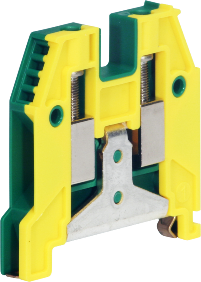 Borne de terre joignable Woertz 2.5…6mm² vis 2×1 rail DIN 35mm vert/jaune