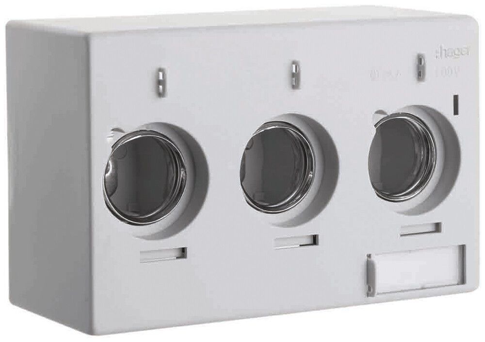 AP-Sicherungselement weber.uniline 3×25A DIN2 mit Abdeckhaube