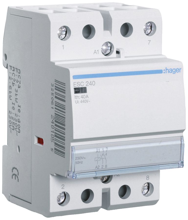 REG-Schütz Hager 230VAC 2 Schliesser 0 Öffner 40A 3TE