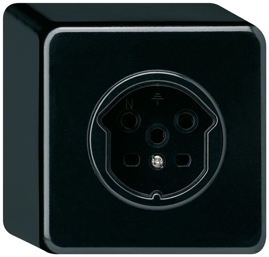 Presa AP basico T15 nero con morsetti a vite