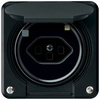 UP-Steckdose FI robusto 1×T13 30mA 10A 250V 86×86mm IP21 schwarz