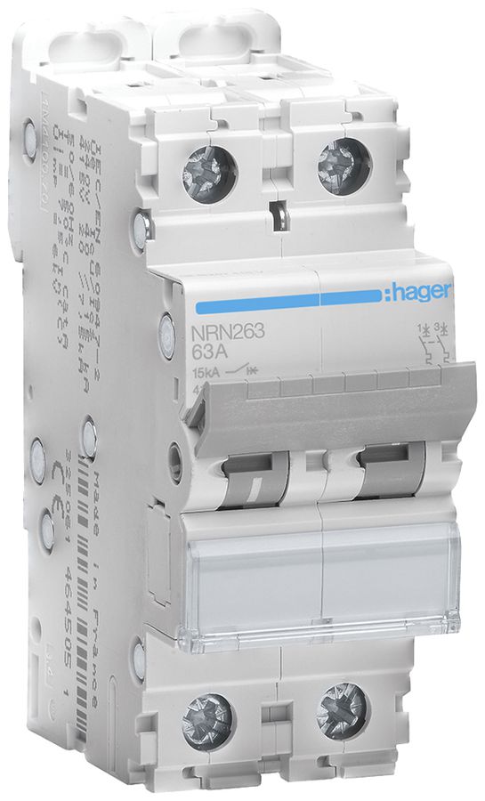 Leitungsschutzschalter Hager MCB 2P 415V Typ C 63A 2TE
