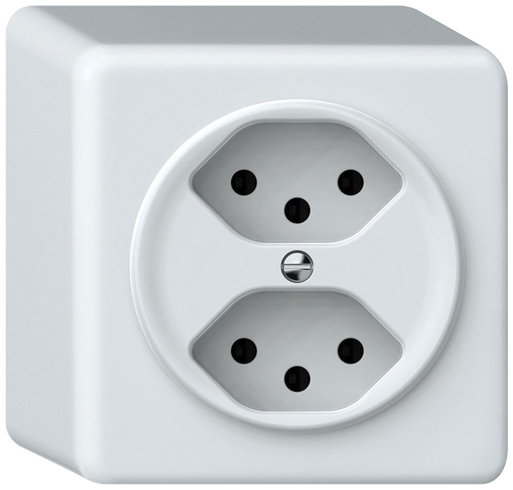 Presa AP origin 2×tipo 13 10A 230V 88×88×54mm bianco