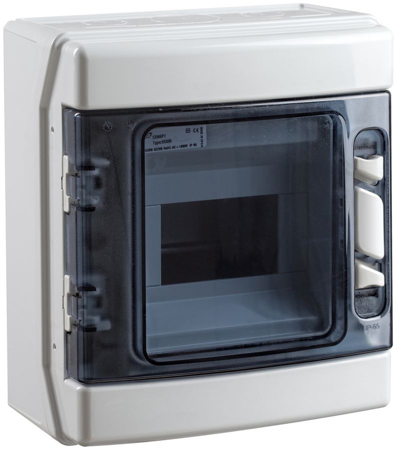 Coffret AP Elcase 231×202×113mm 1×6 modules IP65 IK08 650°C ABS/PC gris