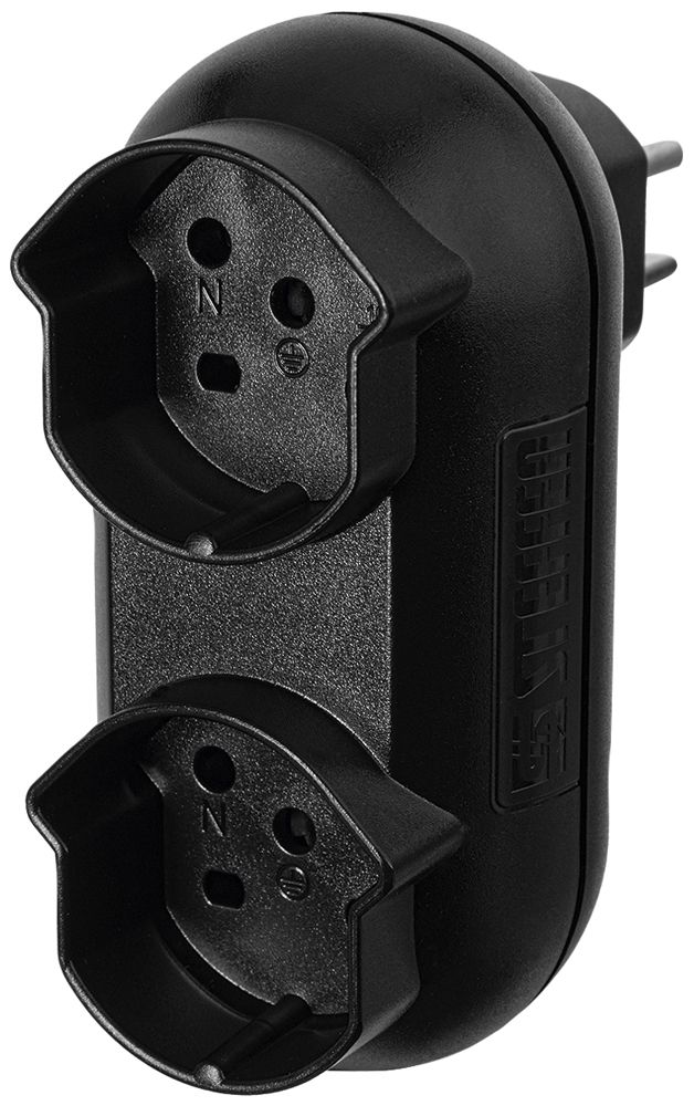 Mehrfachstecker Steffen STRONG 2×T15 10A 400V IP20 schwarz