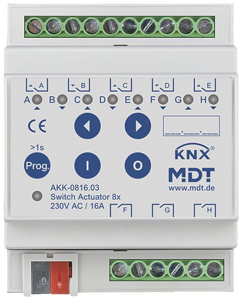 Actionneur-commutateur KNX AMD MDT AKK-0816.03 8-can 16A 230VAC 4UM