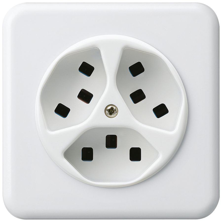 Prise ENC Hager basico 3×type 23 C blanc