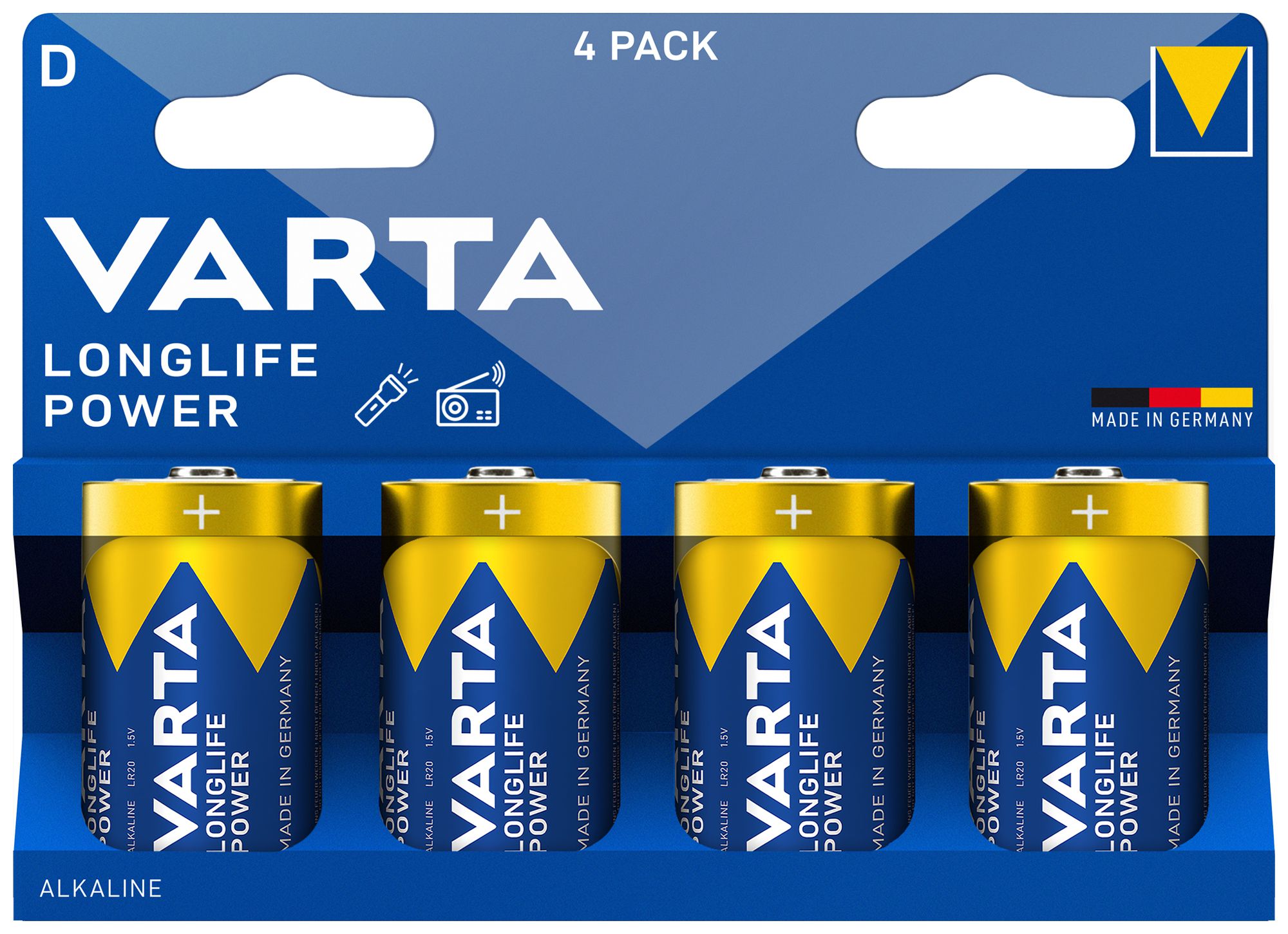 Batterie VARTA Consumer Longlife Power D Alkali-Mangan 1.5V Blister à 4 Stück