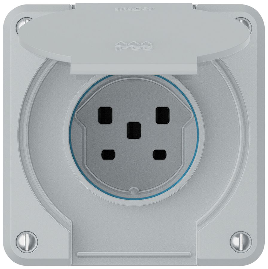 UP-Steckdose robusto 1×Typ 25 IP55 hellgrau