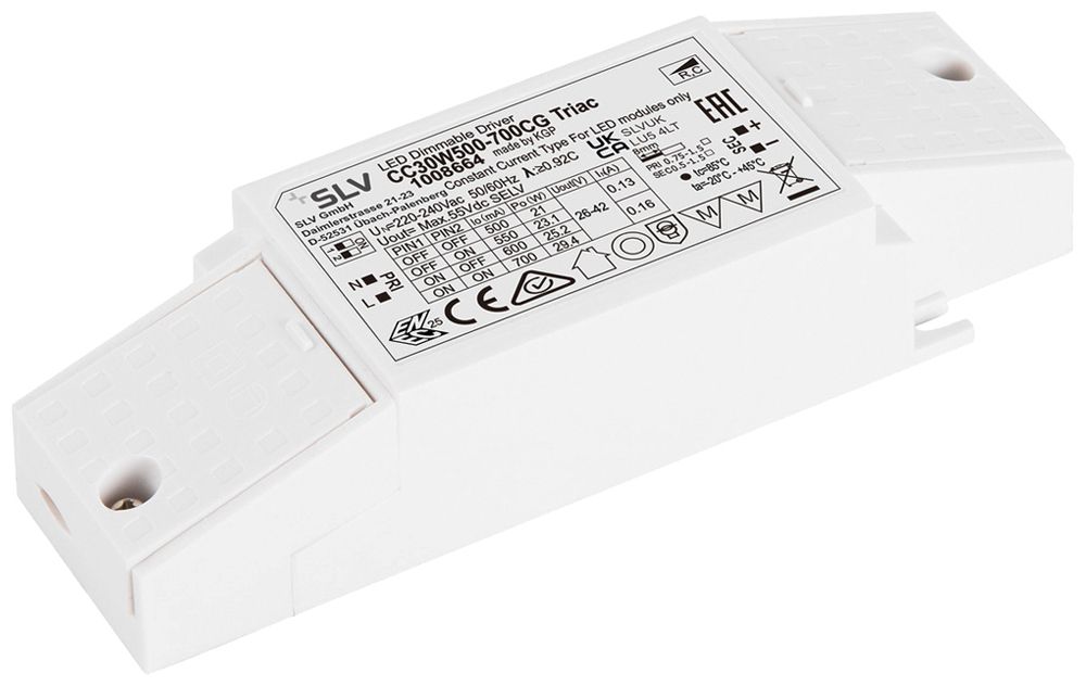 Alimentation LED SLV 21…29.4W 55V 500…700mA VAR 137.6×44×30mm