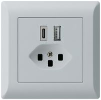 Prise de charge USB ENC kallysto.line 18W PD 1×type A 1×type C T23 gris clair