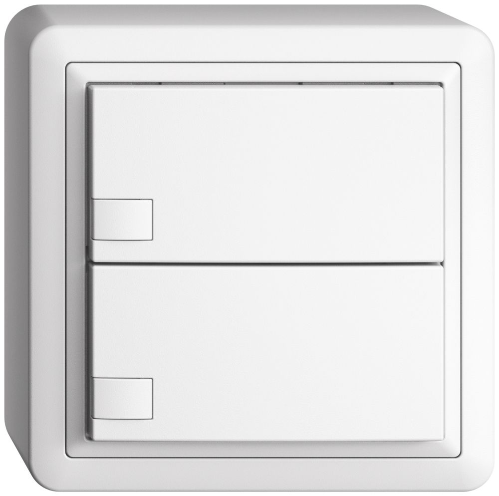 Poussoir univ. AP 2×1t bornes à vis EDIZIOdue blanc, sans LED