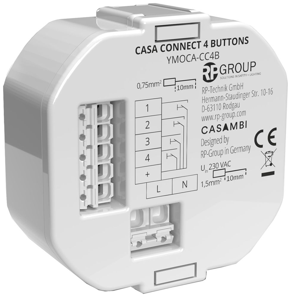 EB-RF-Binäreingang YMOCA-CC4B, 4-Kanal, 220…240VAC/DC, Casambi