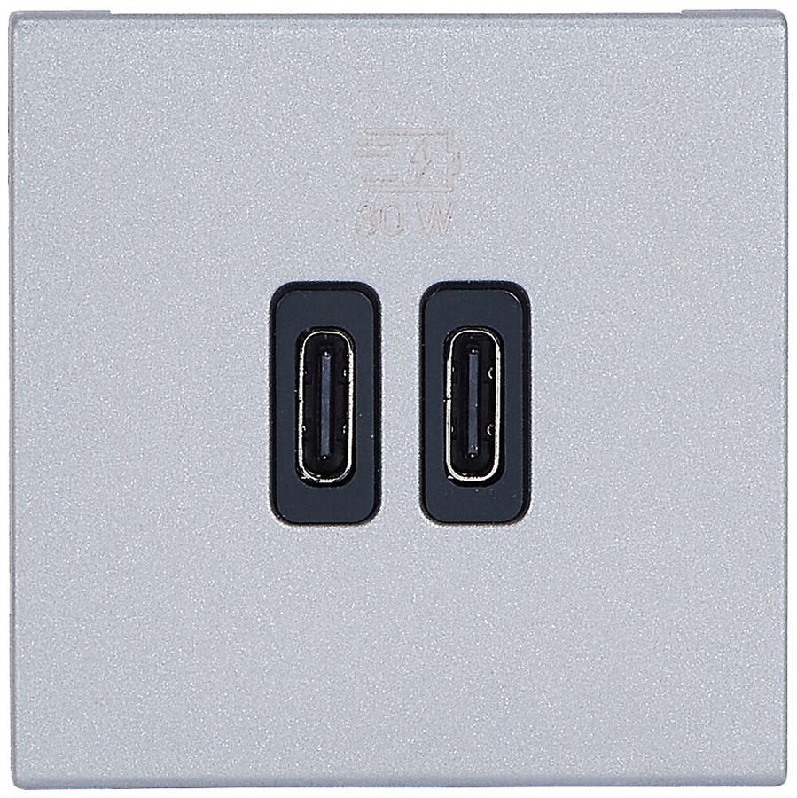 Presa di carica USB INS Legrand MOSAIC 2×USB-C 3000mA OUT:5V alluminio
