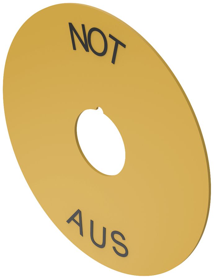 Plaquette indicatrice EAO 04, Ø59mm, avec impression NOT AUS, jaune