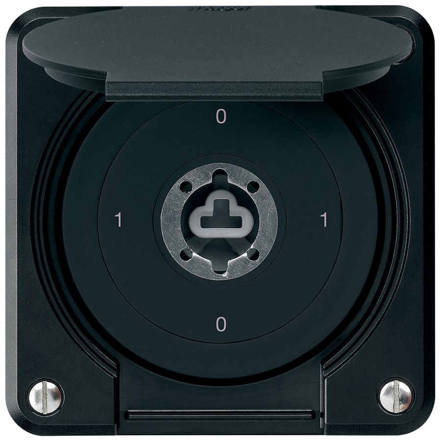 Interrupteur à clé ENC robusto IP55 avec clapet sans cylindre S0/3P noir p.combi