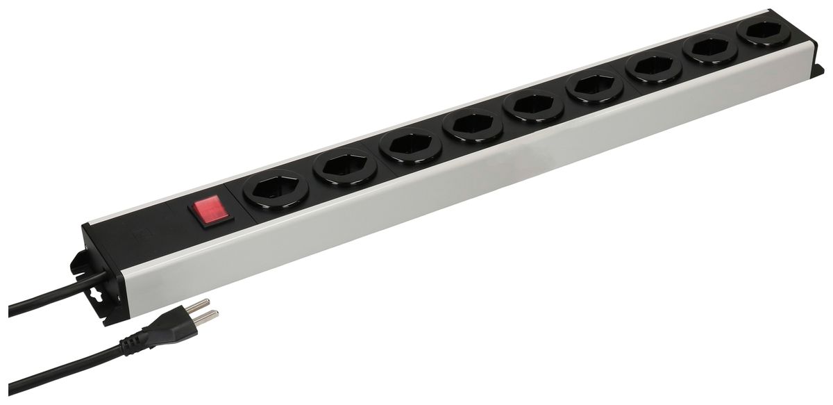 Prise multiple MH POWER LINE 16A interrupteur 9×T23 1.5m gris-noir