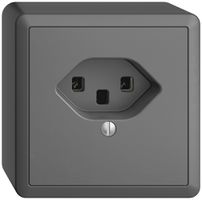 AP-Steckdose EDIZIOdue T23 16A dunkelgrau, Schraubklemmen