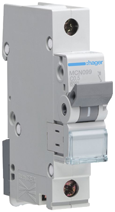 Leitungsschutzschalter Hager MCN 1P 230V Typ C 0.5A Icn 6kA 1TE