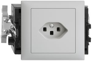 EB-Steckdose EDIZIOdue T23 16A 53mm Snap hellgrau, mit Steckklemme