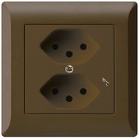 Prise ENC kallysto.line 2×T13/1 brun avec sécurité enfants