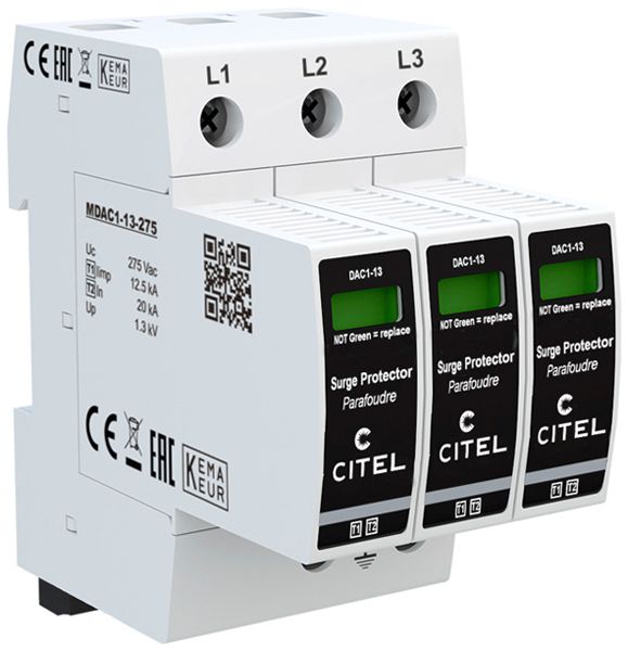 Parafoudre  Citel DAC1-13S-30-275 type 1+2, 3-pôles