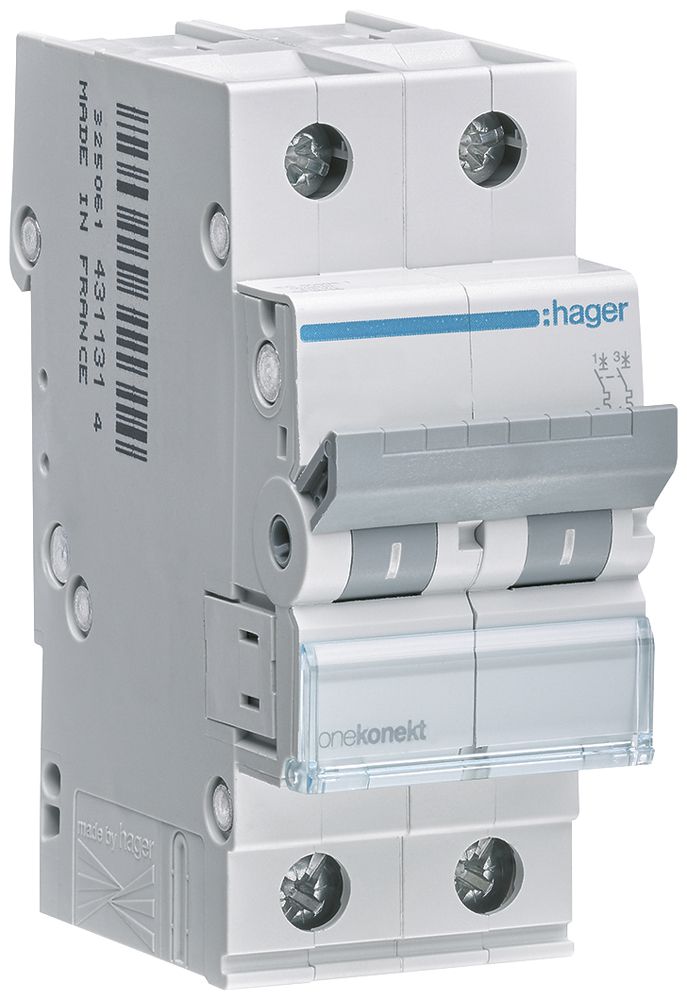 Leitungsschutzschalter Hager MCN 2P 415V Typ C 6A Icn 6kA 2TE