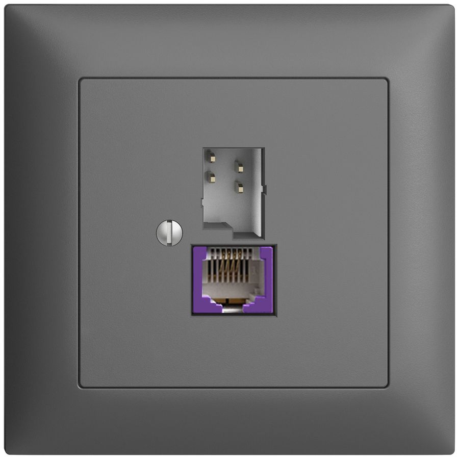 UP-Anschlussdose T+T 6P/1×RJ45 DSL-Breitband EDIZIOdue dunkelgrau