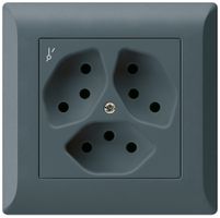 UP-Steckdose kallysto.line 3×T13/1 anthrazit mit Kinderschutz