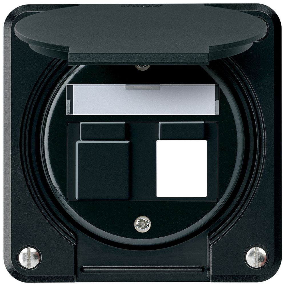 UP-Montageset robusto IP55 flach schwarz für 2×Keystone