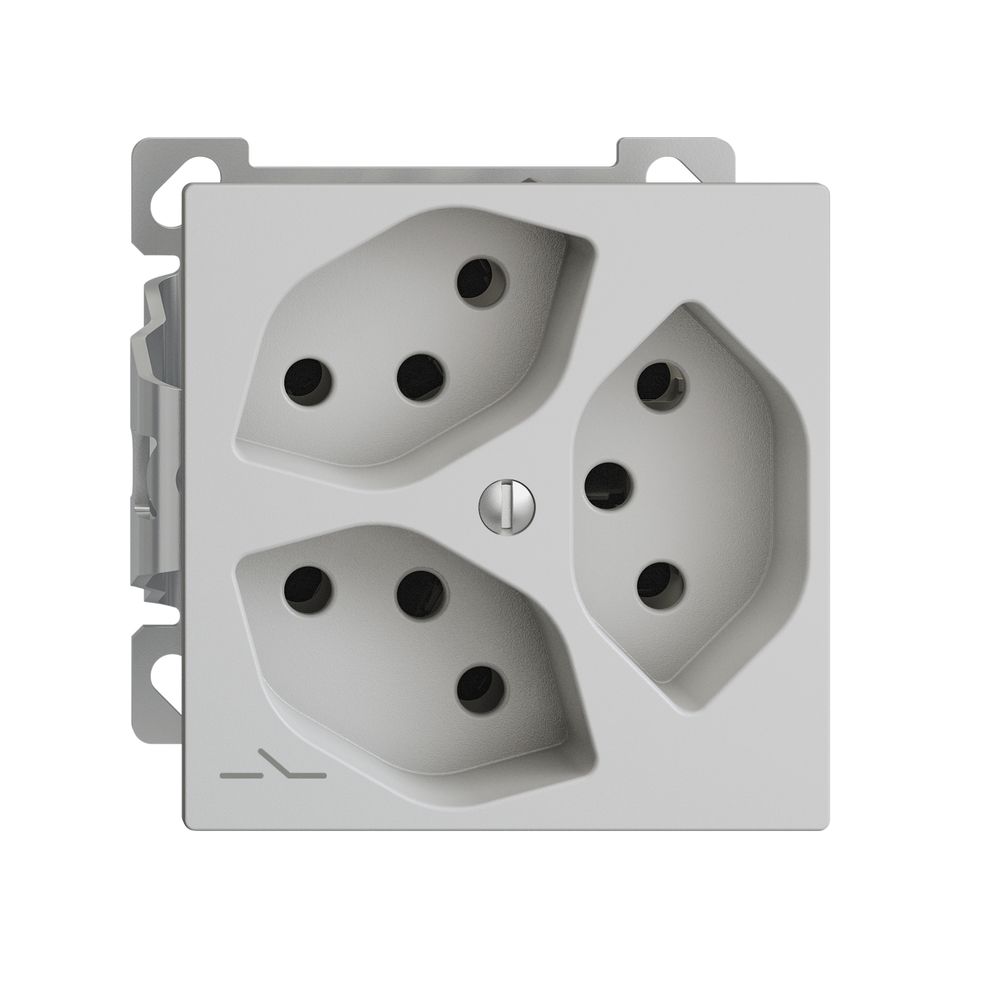 Prise AP EDIZIOdue 3×T13 gris clair, 1×S intérieur pour combin.