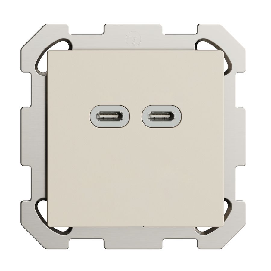 UP-Steckdose USB 18W 2×Typ C Feller EDIZIOdue FM 230V 3600mA crema