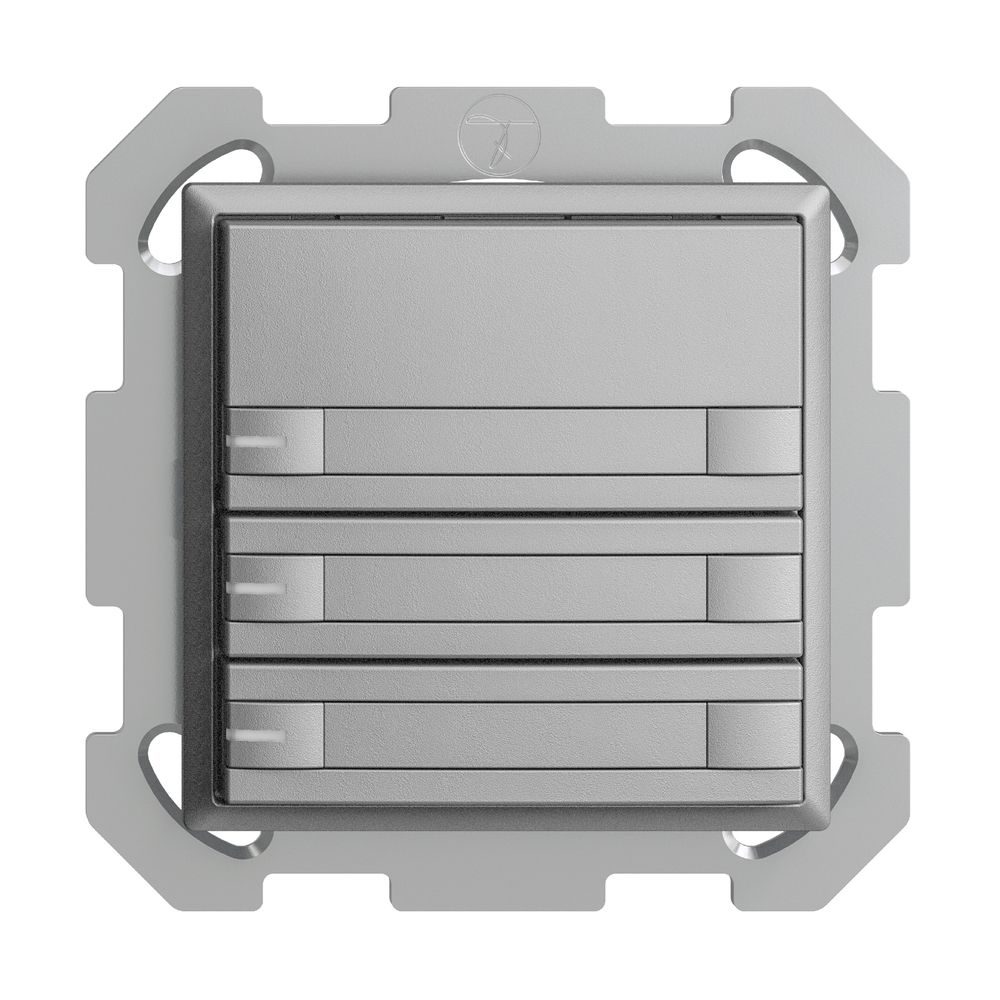 UP-KNX-Taster RGB EDUE, 250mW, m.RGB-LED, m.Papier., 3×Taste, 2×Tastenb., si
