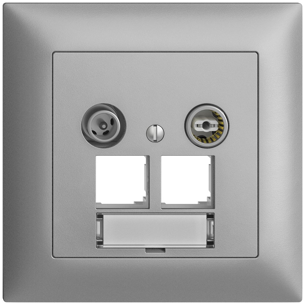 Prise multimédia ENC EDIZIOdue FMI EASYNET 15dB, p.2×RJ45 S-One, silver