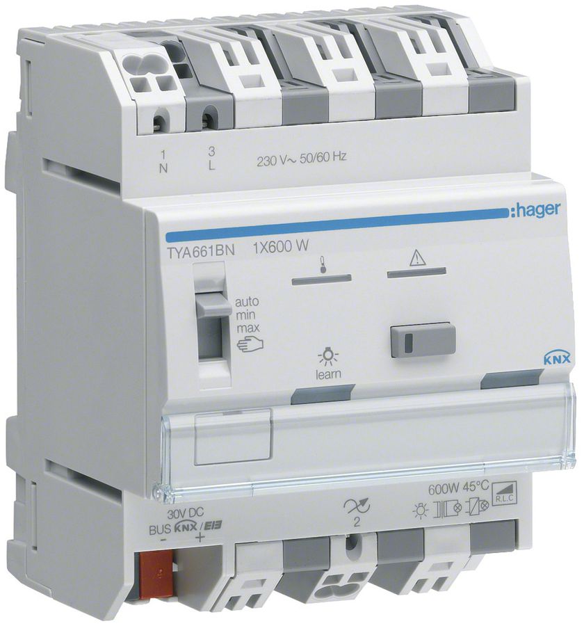 REG-Dimmaktor Hager TYA661BN KNX system 1×600W 4TE