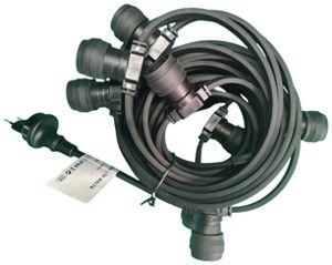 Illuminationsgirlande ELBRO 25m 2×1.5mm² 25×E27 230V mit T13 IP55, schwarz