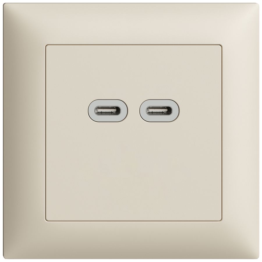 UP-Steckdose USB 18W 2×Typ C Feller EDIZIOdue FMI 230V 3600mA crema