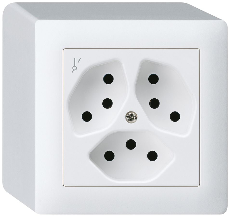 AP-Steckdose kallysto 3×T13/1 weiss mit Kinderschutz