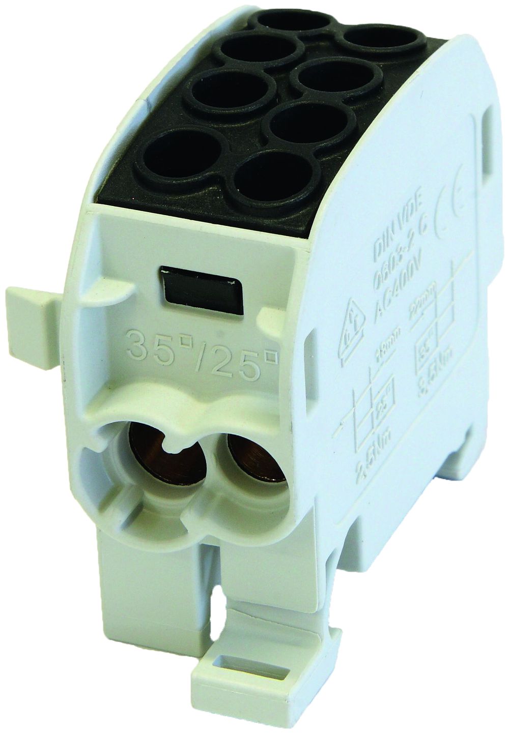 Verteilerblock Typ C 2×35/2×25mm² 125A CU schwarz